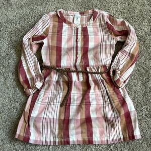 Carters 3T plaid belted dress pink